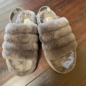 Girls UGG Plush Gray Slippers